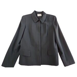 Vintage 90s Gianni Sport Wool Blazer Womens 8 Black Jacket Lined Retro Glam USA